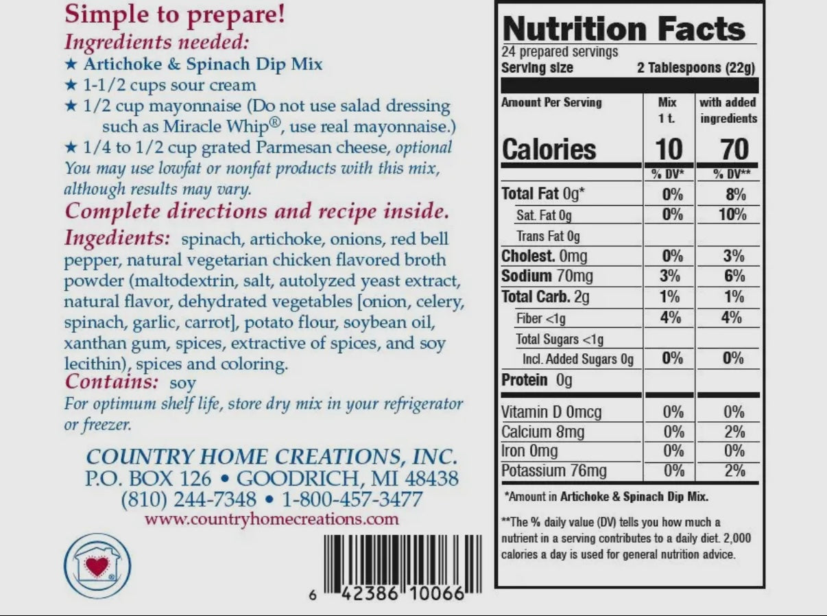 Artichoke and Spinach Dip Mix