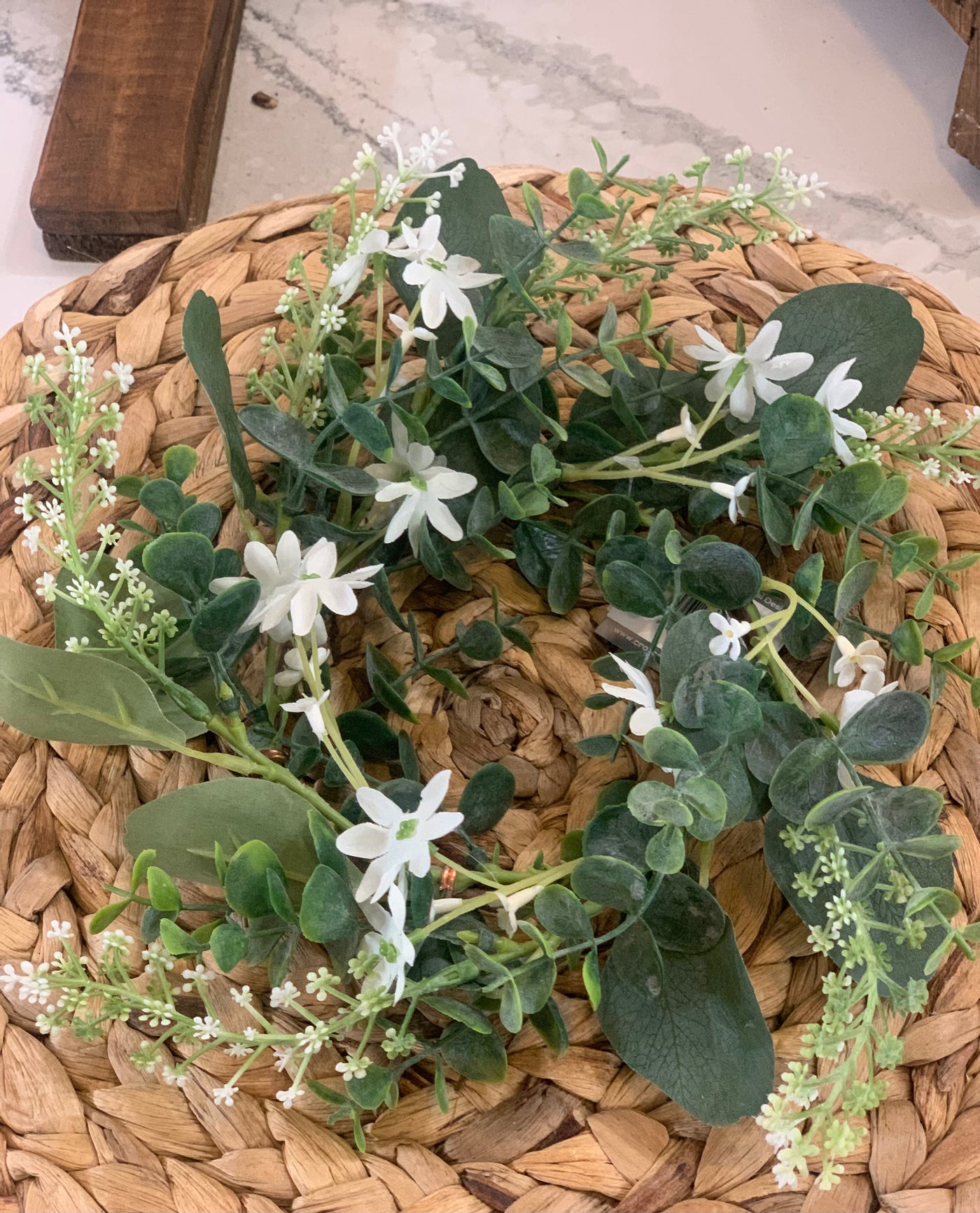 White Flowers & Eucalyptus Wreath - Little Prairie Girl
