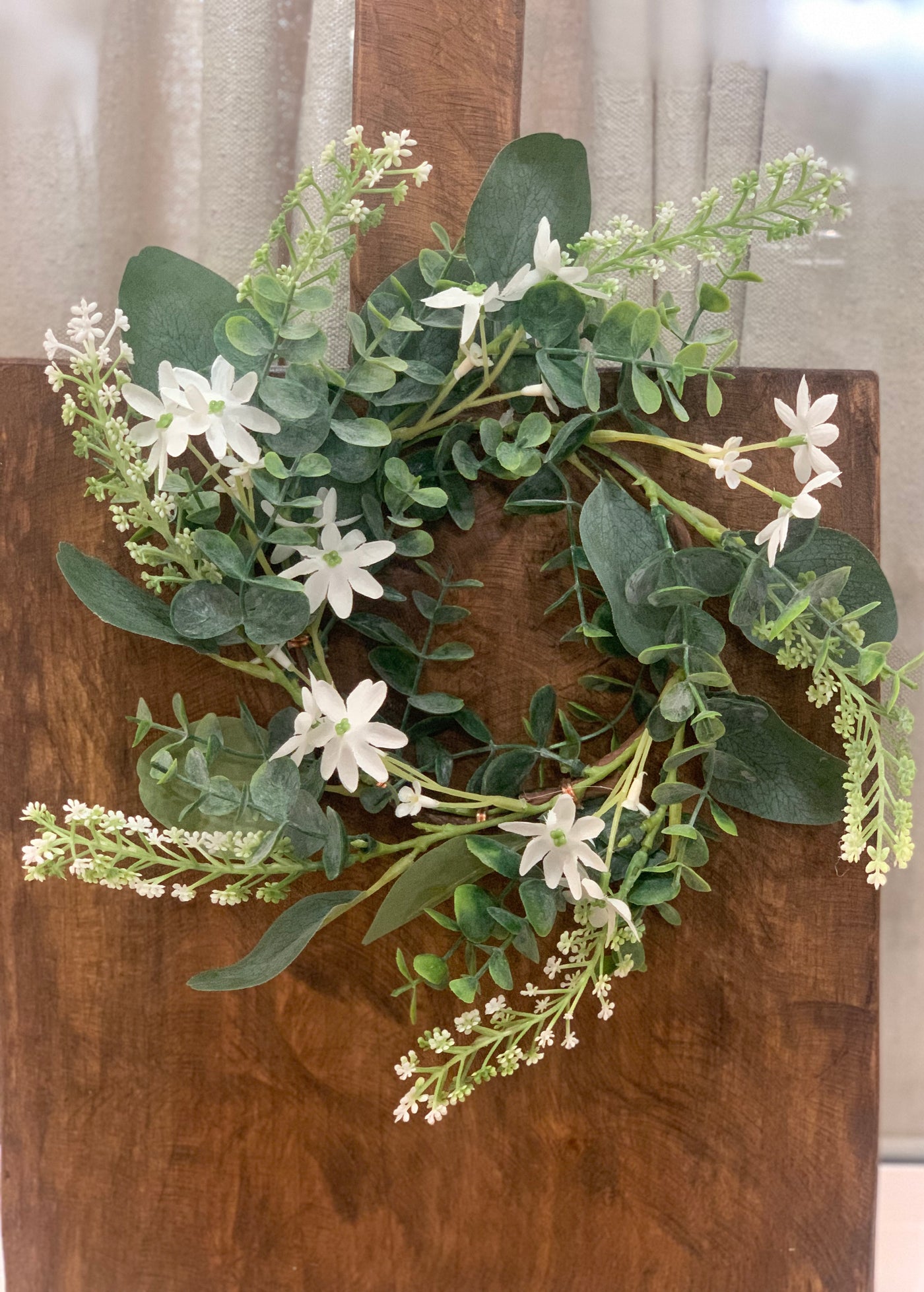 White Flowers & Eucalyptus Wreath - Little Prairie Girl