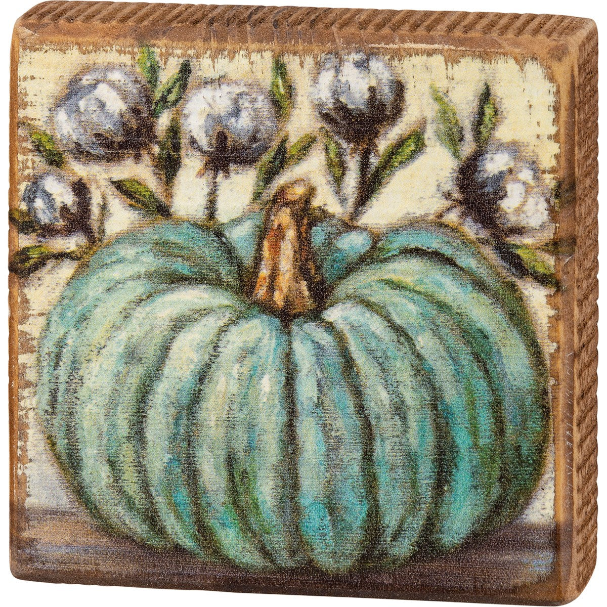 Green Pumpkin with Cotton Block Sign - Little Prairie Girl