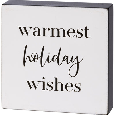 Warmest Holiday Wishes Block Sign - Little Prairie Girl