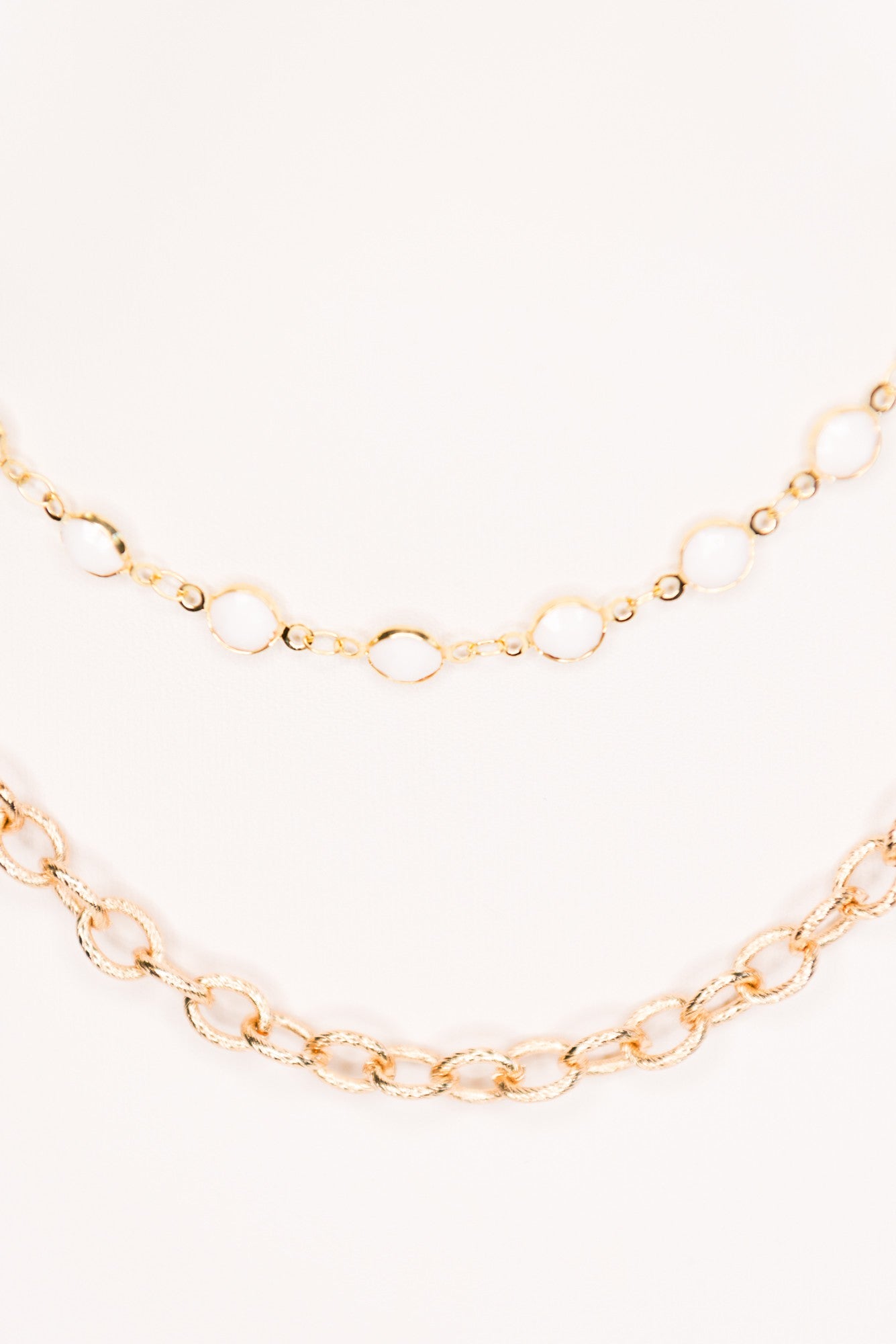 Gold Double Strand Bead and Chain Necklace - Little Prairie Girl