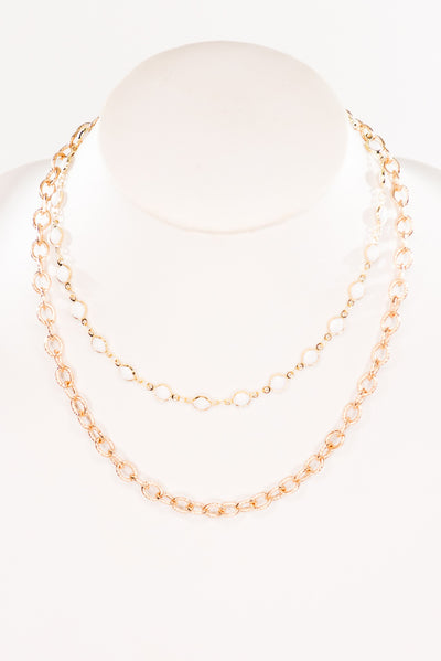 Gold Double Strand Bead and Chain Necklace - Little Prairie Girl