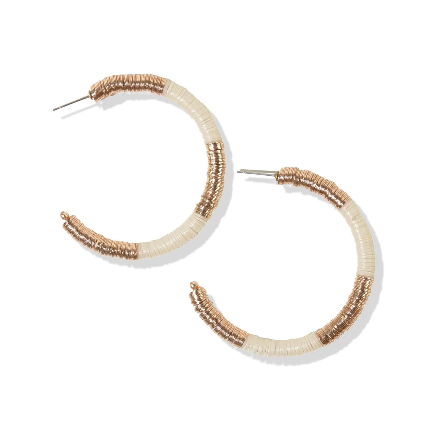 Ivory Gold Sequin Hoop Earrings - Little Prairie Girl