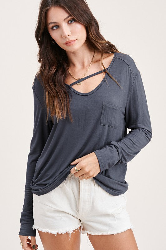 Hampton Cut Out Long Sleeve Top - Little Prairie Girl