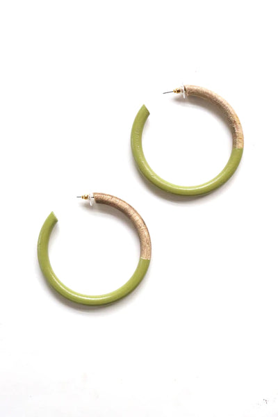 Wood Large Hoop Lime Earrings - Little Prairie Girl