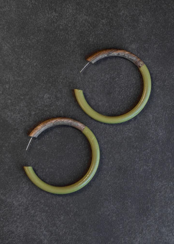 Wood Large Hoop Lime Earrings - Little Prairie Girl