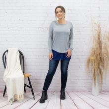 Long Sleeve Crew Neck Top With Curved Bottom - Little Prairie Girl