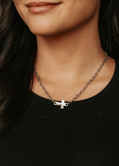 Silver Chain Cross Necklace - Little Prairie Girl