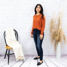 Long Sleeve Crew Neck Top With Curved Bottom - Little Prairie Girl