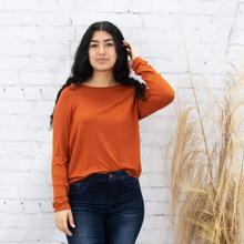 Long Sleeve Crew Neck Top With Curved Bottom - Little Prairie Girl