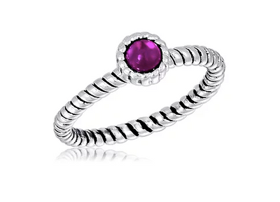 Silver Purple CZ Round Twist Stack Ring - Little Prairie Girl