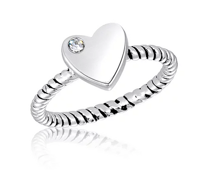 Silver Plated Heart Twist With Diamond - Little Prairie Girl