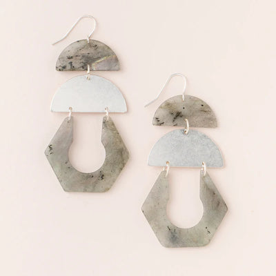Stone Cutout Earrings - Labradorite/Silver - Little Prairie Girl