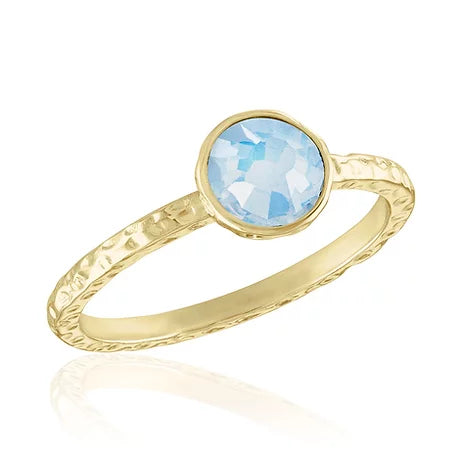 White Opal Hammered Gold Layer Ring - Little Prairie Girl
