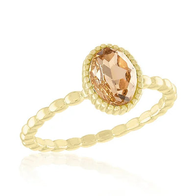 Gold Plated Vintage Rose Oval Layer Ring - Little Prairie Girl