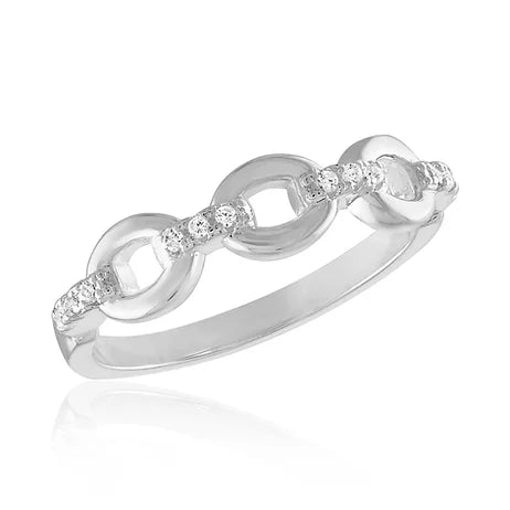 Silver Plated Link CZ Loop Layer Ring - Little Prairie Girl