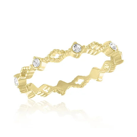 Gold Plated Dot Diamond Cutout Layer Ring - Little Prairie Girl