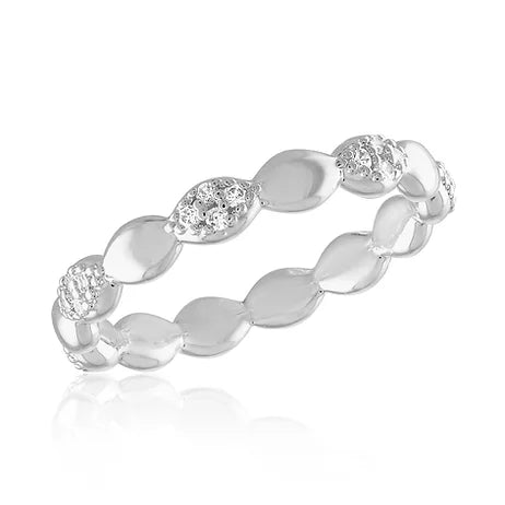 Silver Plated Endless CZ Studded Oval Layer Ring - Little Prairie Girl