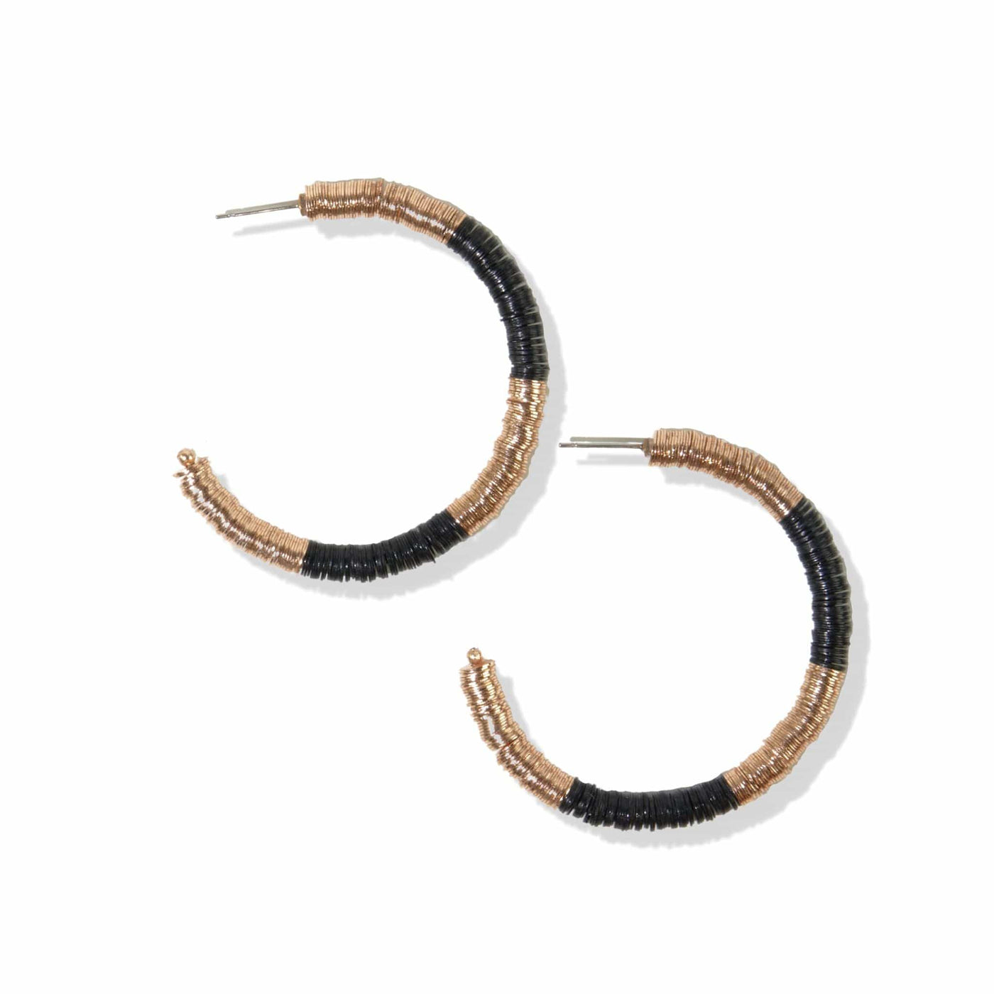 Black Gold Sequin Hoop Earrings - Little Prairie Girl