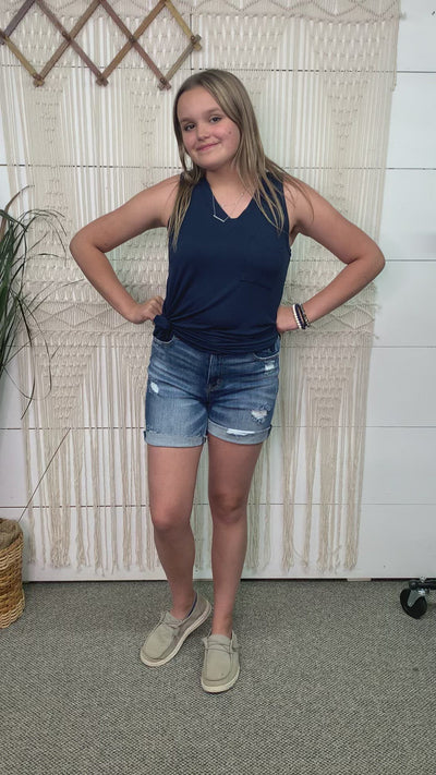 Bamboo V-Neck Tank With Pocket Top