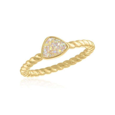 Gold Plated AB Triangle Druzy Stackable Ring - Little Prairie Girl