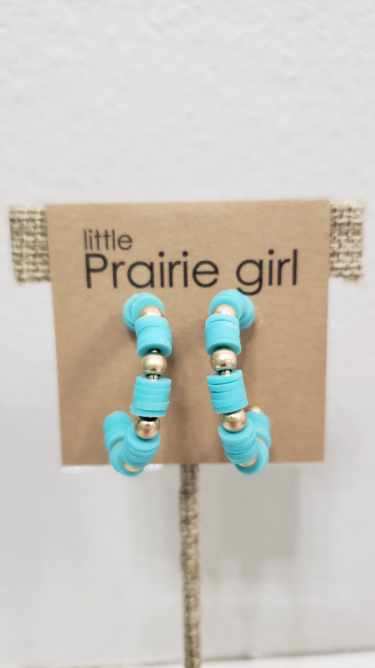 Turquoise & Gold Hoop Earrings - Little Prairie Girl