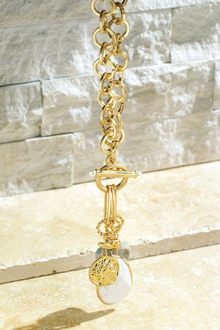 Howlite White Charm Cluster Gold Necklace - Little Prairie Girl