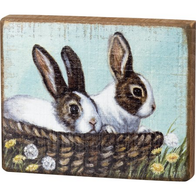 Bunnies in a Basket Block Sign - Little Prairie Girl