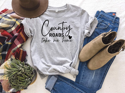 Country Roads Take Me Home Graphic Tee Shirt - Little Prairie Girl