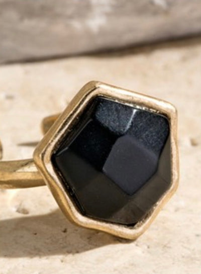 Jet Howlite Charming Semi Precious Stone Ring - Little Prairie Girl