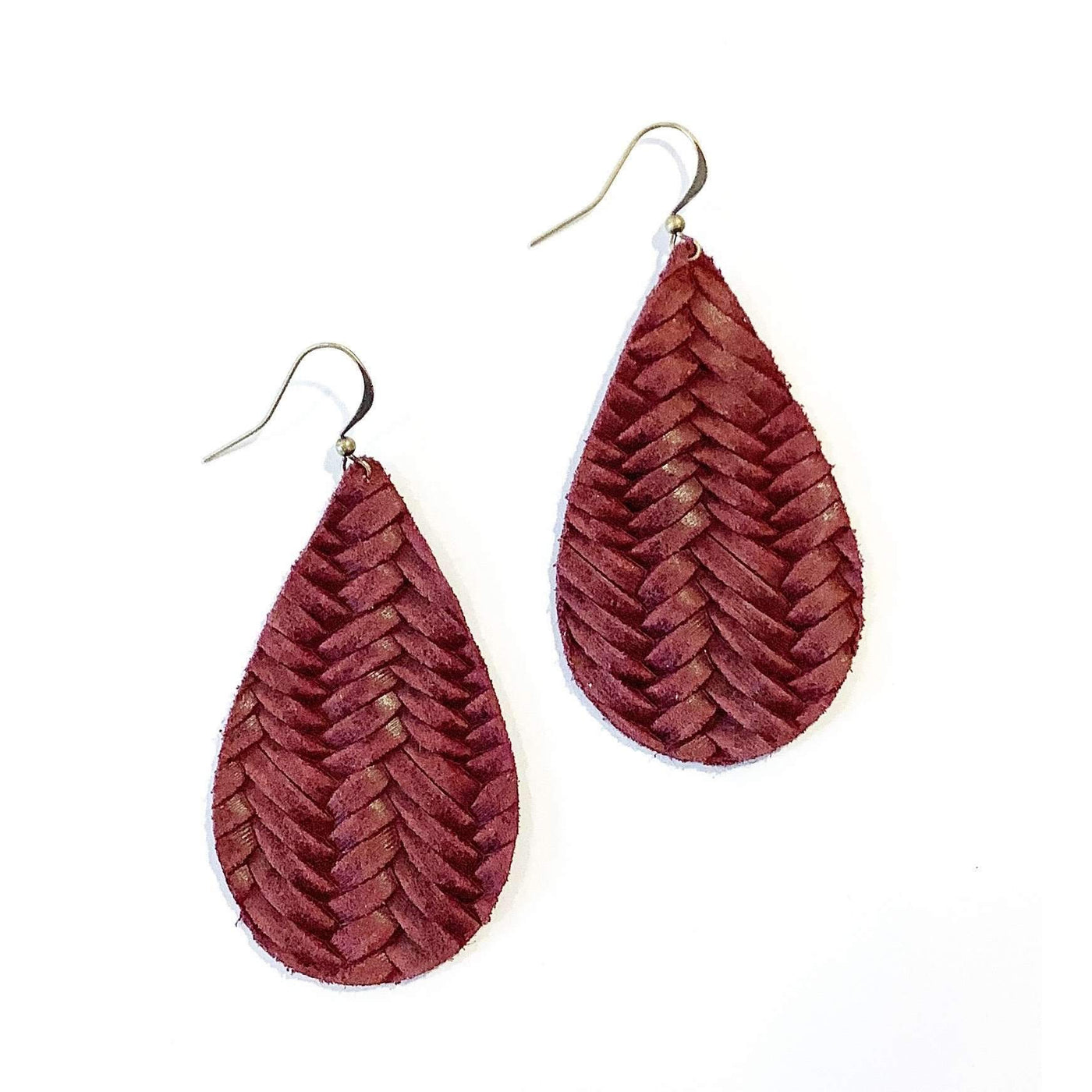 Large Teardrop Leather Earrings - Little Prairie Girl