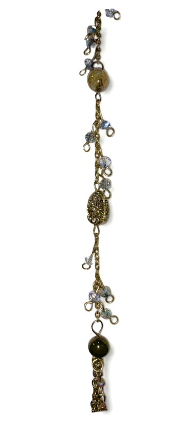 Brass Necklace with Crescent Quartz Pendant - Little Prairie Girl