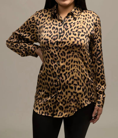 Leopard Satin Long Sleeve Top - Little Prairie Girl