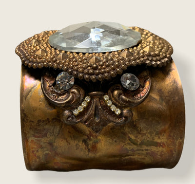 Antique Bronze Cuff Bracelet with Large Gem - Little Prairie Girl