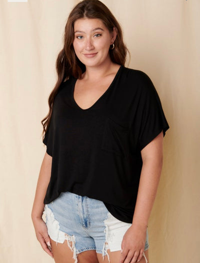 Bamboo V Neck Pocket Tee - Little Prairie Girl