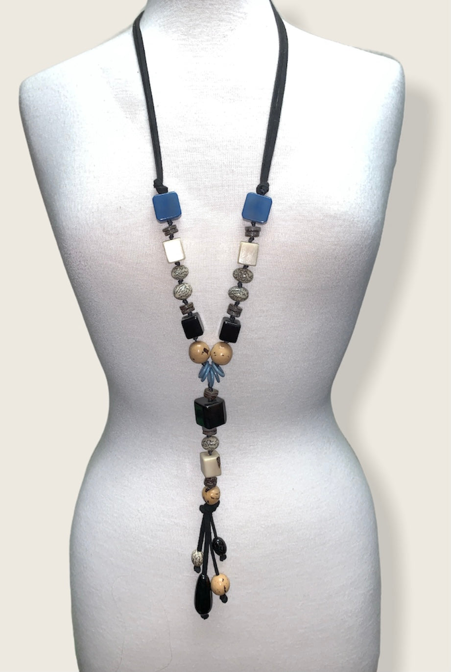 Black Square Multi Stone Necklace - Little Prairie Girl