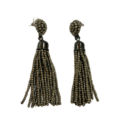 Hematite Gray Tassel Earrings - Little Prairie Girl