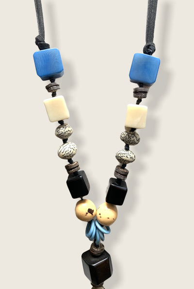 Black Square Multi Stone Necklace - Little Prairie Girl