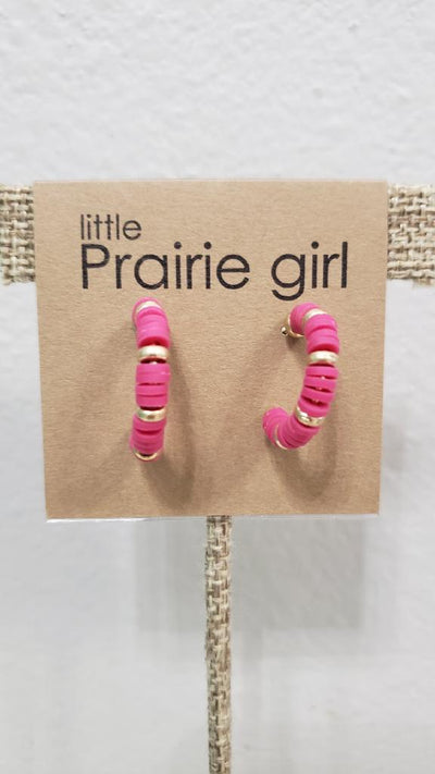 Pink & Gold Small Hoop Earrings - Little Prairie Girl
