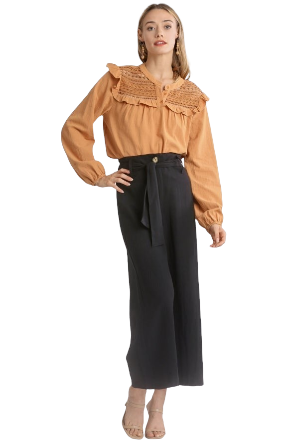 Wide Leg Cropped Belted Pant - Little Prairie Girl