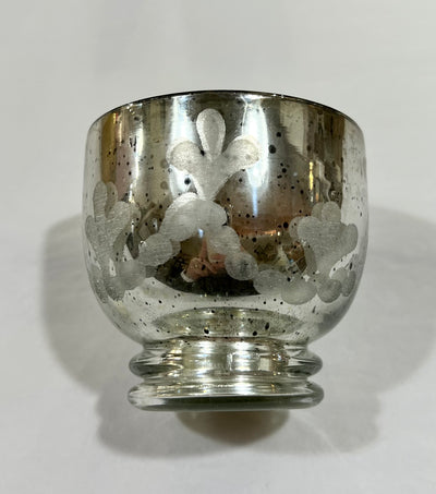 Round Antique Silver Finish Mercury Glass Votive Holder - Little Prairie Girl