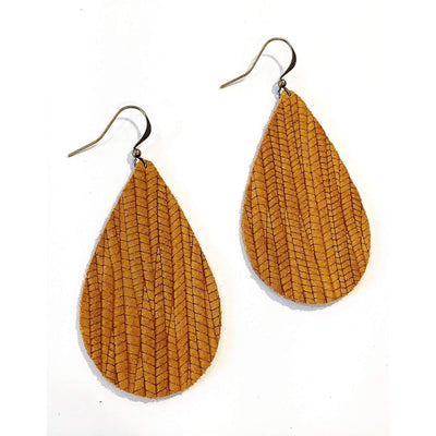 Large Teardrop Leather Earrings - Little Prairie Girl