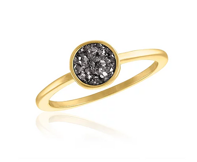Charcoal Circle Druzy Gold Layer Ring - Little Prairie Girl