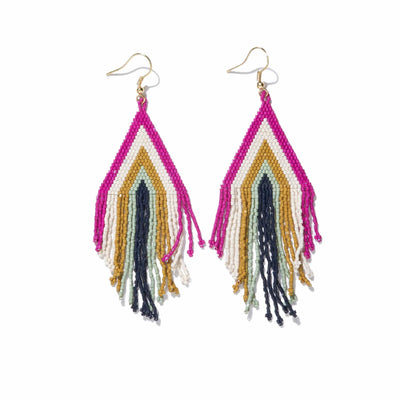 Magenta Ivory Citron Mint Navy Stripe Luxe Earrings - Little Prairie Girl