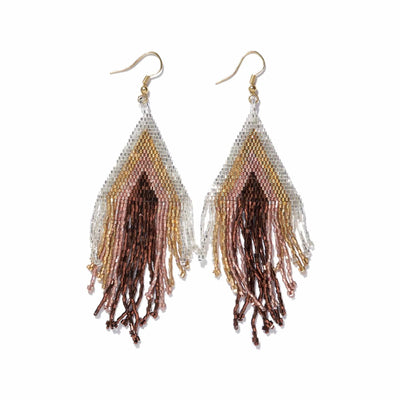 Mixed Metallic Stripe Fringe Earrings - Little Prairie Girl