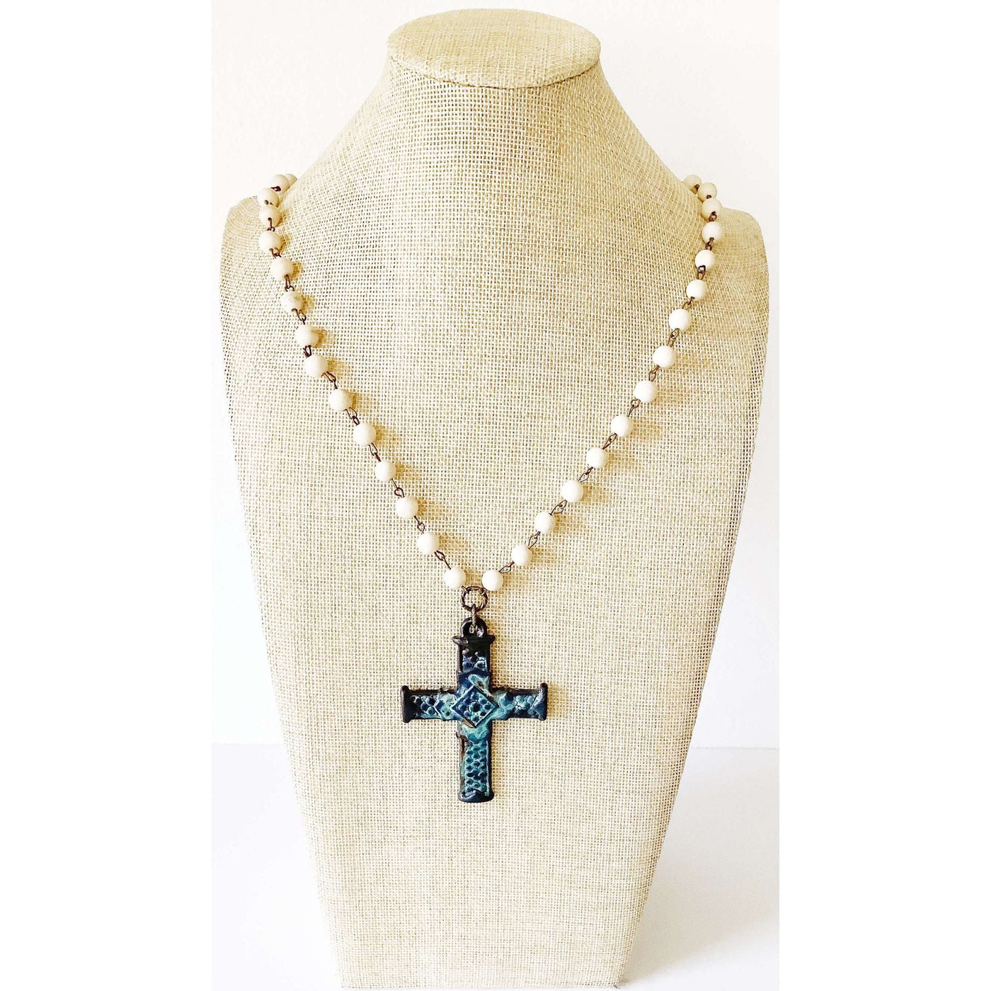 Rustic cross with genuine stones necklace - Little Prairie Girl
