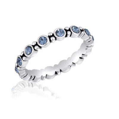 Silver Plated Blue CZ Round Infinity Stack Ring - Little Prairie Girl