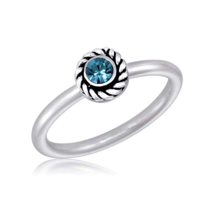 Silver Plated Blue Round Stack Ring - Little Prairie Girl