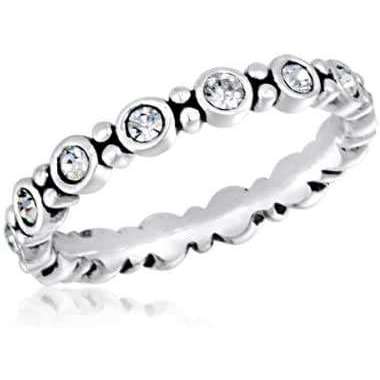 Silver Plated Clear CZ Round Infinity Stack Ring - Little Prairie Girl
